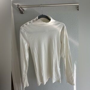 J.Crew - women’s cream turtleneck button down rhinestone neck